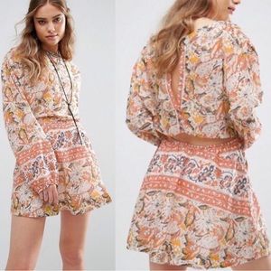 🧡Free People Open Back Dress Silver Sun Print